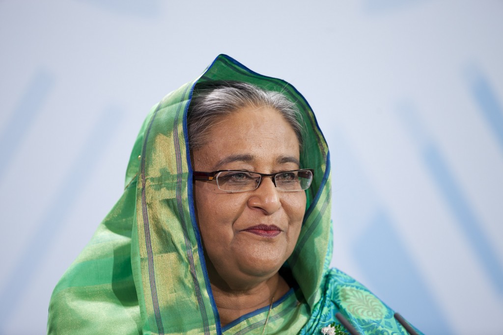 BERLIN, GERMANY - OCTOBER 25:  Sheikh Hasina Wajed, Bangladesh's prime minister, attends a press conference with German Chancellor Angela Merkel at the Chancellory on October 25, 2011 in Berlin, Germany. Sheikh Hasina Wajed visits Germany during a state visit.  (Photo by Carsten Koall/Getty Images)
